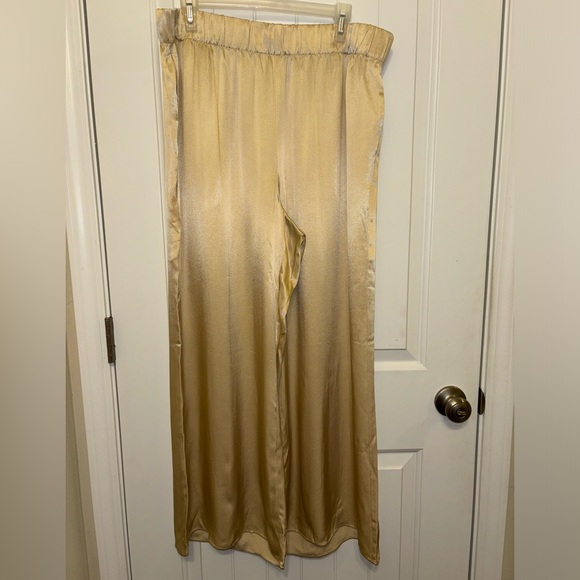 J. Crew Astrid Wide Leg Pant in Luster Crepe Satin Size 16 Champagne Off White - Picture 2 of 10
